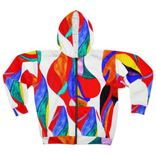 Load image into Gallery viewer, Vibrant Abstract Unisex Zip Hoodie - Colorful Artistic Design