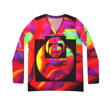 Load image into Gallery viewer, Women's Long Sleeve V-neck Shirt (AOP)