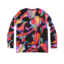 Load image into Gallery viewer, Women's Long Sleeve V-neck Shirt (AOP)