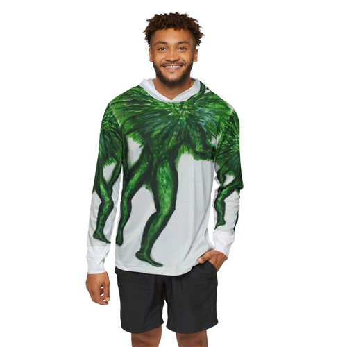 Men's Sports Warmup Hoodie - Vibrant Green Artistic Design