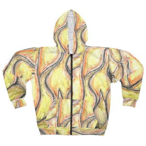 Vibrant Abstract Unisex Zip Hoodie | Artistic Layer for Casual Comfort