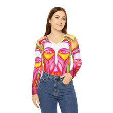 Load image into Gallery viewer, Women's Long Sleeve V-neck Shirt (AOP)