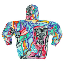 Load image into Gallery viewer, Vibrant Artistic Unisex Zip Hoodie with Abstract Design