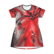Load image into Gallery viewer, Abstract Red Floral T-Shirt Dress - Bold and Unique Fashion Statement