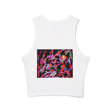 Load image into Gallery viewer, Vibrant Abstract Women’s Racer Tank, Colorful Summer Top, Sporty Crop, Festival Wear, Art-Inspired Apparel, Gift for Her