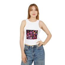 Load image into Gallery viewer, Vibrant Abstract Women’s Racer Tank, Colorful Summer Top, Sporty Crop, Festival Wear, Art-Inspired Apparel, Gift for Her