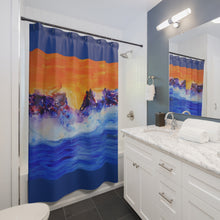 Load image into Gallery viewer, Vibrant Ocean Sunset Shower Curtain - Abstract Art Decor for Bathroom