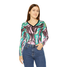 Load image into Gallery viewer, Women's Long Sleeve V-neck Shirt (AOP)