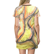 Load image into Gallery viewer, Vibrant Abstract T-Shirt Dress for Bohemian Summer Vibes