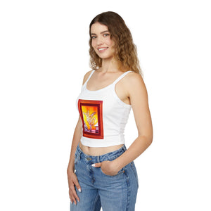 Artistic Floral Spaghetti Strap Tank Top - Stylish Summer Wear, Casual Layering, Art Lover Gift, Bohemian Vibe, Unique Design