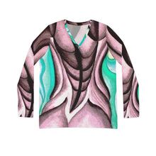 Load image into Gallery viewer, Women's Long Sleeve V-neck Shirt (AOP)