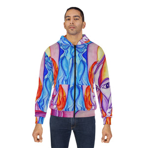 Abstract Faces Unisex Zip Hoodie - Colorful Art Wear for Creative Expression