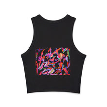 Load image into Gallery viewer, Vibrant Abstract Women’s Racer Tank, Colorful Summer Top, Sporty Crop, Festival Wear, Art-Inspired Apparel, Gift for Her