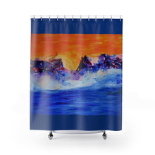 Load image into Gallery viewer, Vibrant Ocean Sunset Shower Curtain - Abstract Art Decor for Bathroom