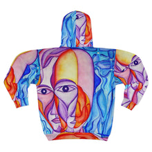 Load image into Gallery viewer, Abstract Faces Unisex Zip Hoodie - Colorful Art Wear for Creative Expression