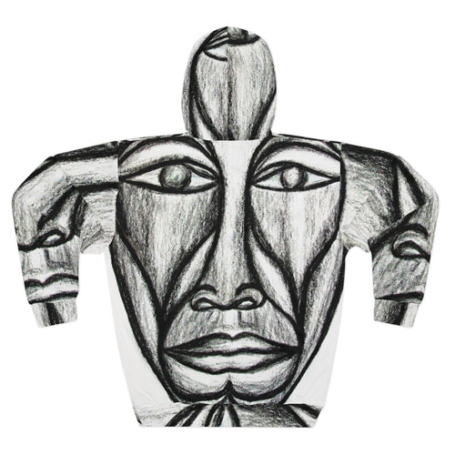 Artistic Unisex Pullover Hoodie - Abstract Face Design for Creative Souls