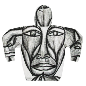Artistic Unisex Pullover Hoodie - Abstract Face Design for Creative Souls