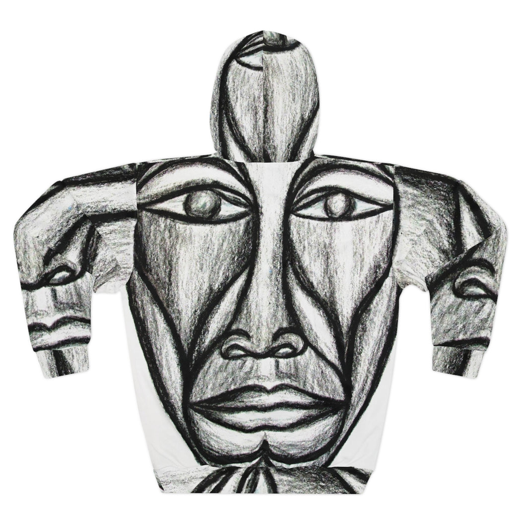Artistic Unisex Pullover Hoodie - Abstract Face Design for Creative Souls