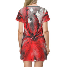 Load image into Gallery viewer, Abstract Red Floral T-Shirt Dress - Bold and Unique Fashion Statement
