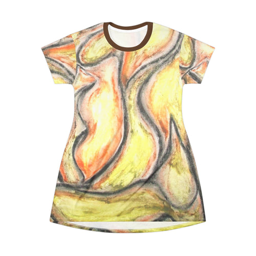 Vibrant Abstract T-Shirt Dress for Bohemian Summer Vibes