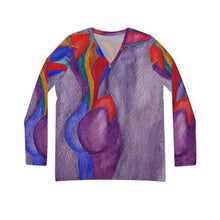 Load image into Gallery viewer, Women's Long Sleeve V-neck Shirt (AOP)